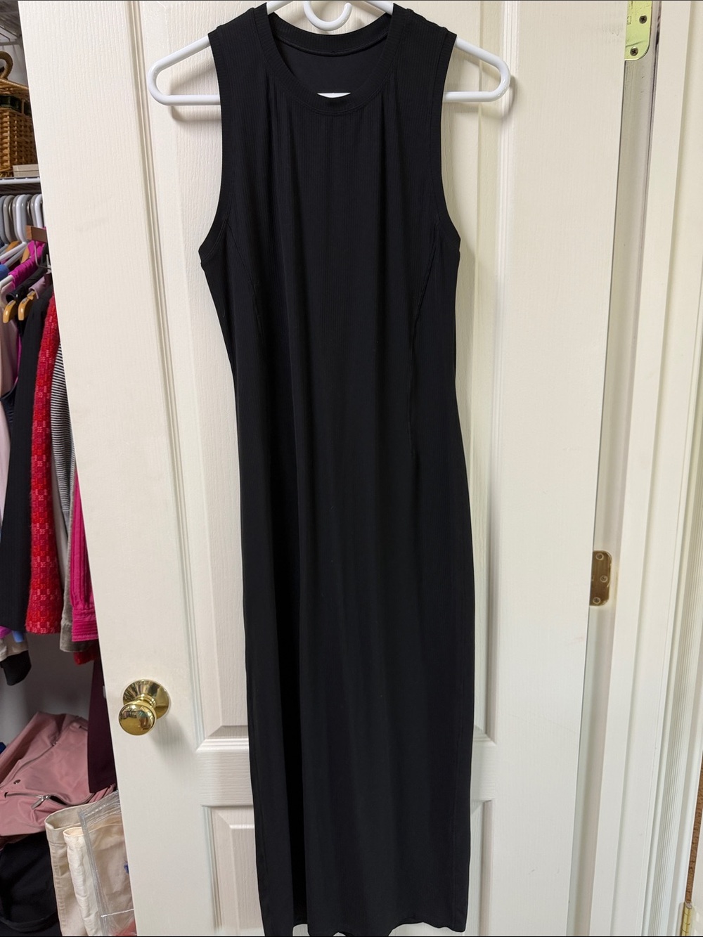All Aligned Classic Black Ribbed Sleeveless Midi Dress